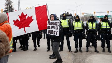 Protest Blockade At The Ambassador Bridge Between Canada And U.S. Continues