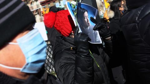 Rally Held In New York's Chinatown Protesting Violence Against Asian-Americans In Wake Of Recent Killing