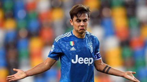 Paulo Dybala durante un encuentro ante Udinese en 2020 por la Serie A italiana.