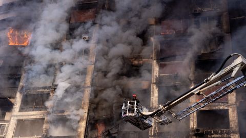 Misil en edificio de Kiev Ucrania