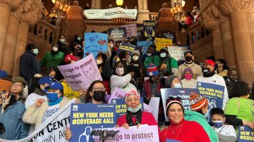 Manifestantes fueron a Albany a exigir la aprobación del proyecto Cobertura de Salud para Todos.