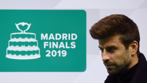 Gerard Piqué durante una conferencia de prensa de la Copa Davis respondiendo a su compromiso como presidente de KOSMOS.