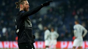 Sergio Ramos celebrando el que es hasta la fecha su único gol en Ligue 1 con el PSG ante Stade de Reims en enero de 2022.