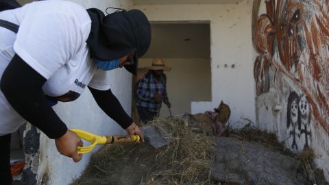 Armados con palas, mazos y varilla, trabajaron en la búsqueda de fosas.