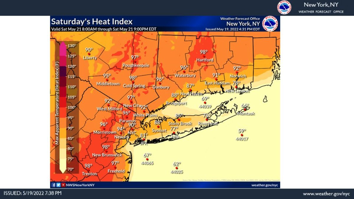 Pronóstico para un sábado húmedo y caliente.