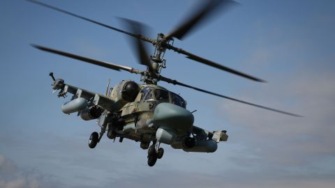 Un helicóptero ruso Ka-52 en territorio ucraniano.