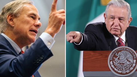 El gobernador de Texas, Greg Abbott, y el presidente mexicano Andrés Manuel López Obrador.
