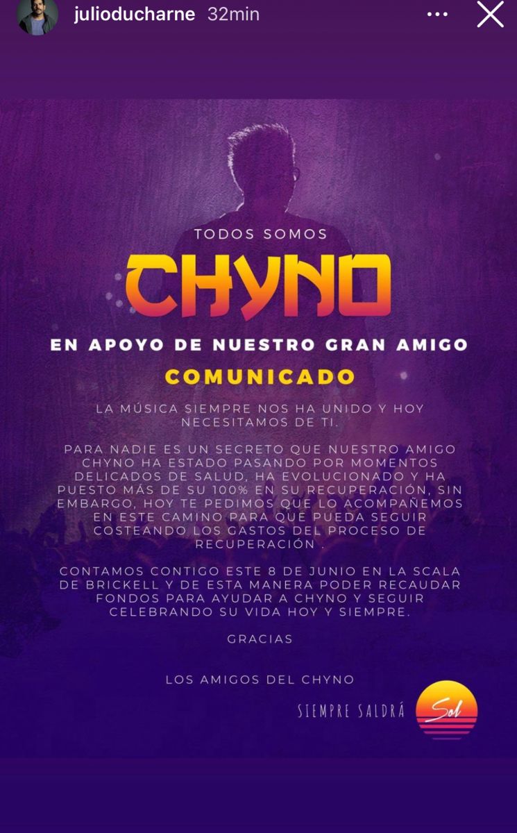 Organizan concierto por la salud de Chyno