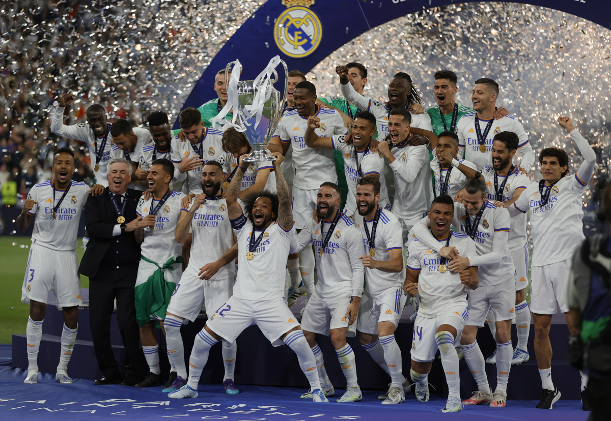 Marcelo levantó su quinta y última Champions con el Real Madrid.
