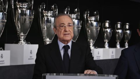 Florentino Pérez durante un evento en el museo del Santiago Bernabéu.