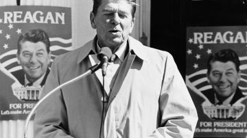 Ronald Reagan durante un discurso en marzo de 1980.