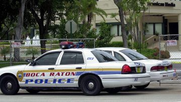 Boca Raton police cars block the entranc
