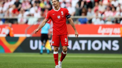 Robert Lewandowski durante un encuentro contra Gales correspondiente a la UEFA Nations League.