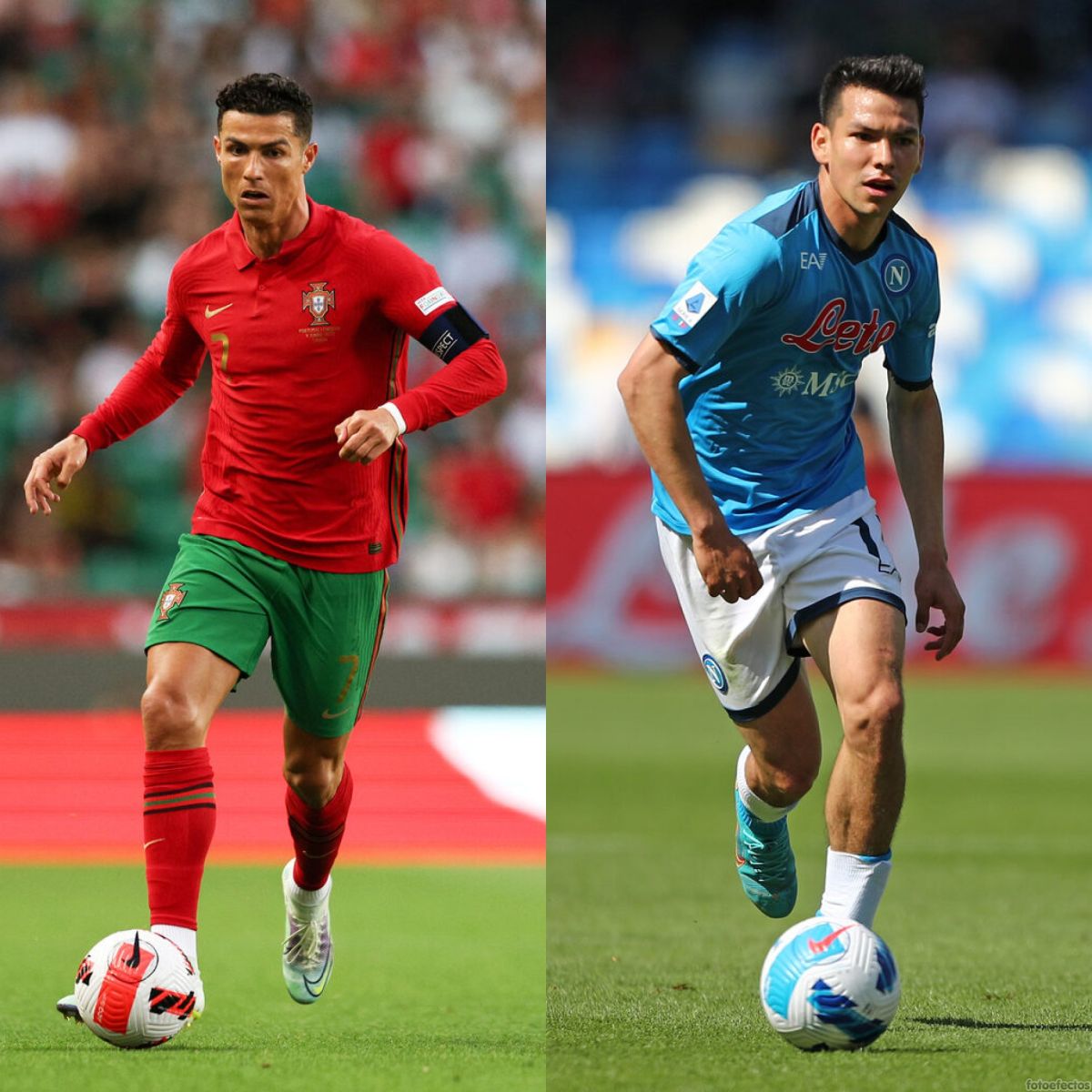 Cristiano Ronaldo (L) e Hirving Lozano (R) comparten el mismo valor de mercado. 