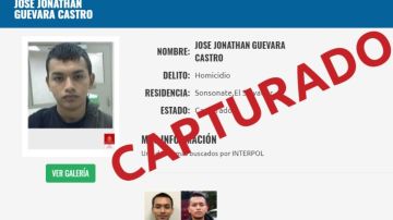 Aviso de Interpol sobre José Jonathan Guevara Castro.