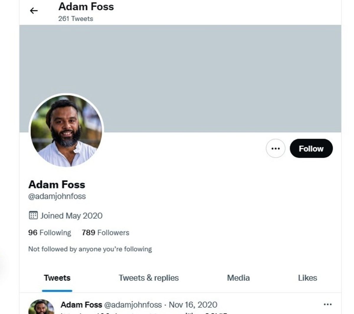 Cuenta en Twitter de Adam Foss.