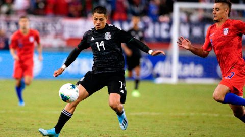 Javier 'Chicharito' Hernández durante el último encuentro hasta la fecha que ha disputado con la Selección Mexicana en un amistoso ante Estados Unidos.