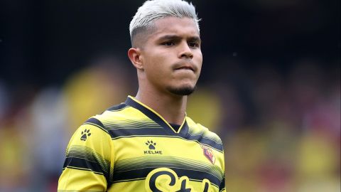 Cucho Hernández durante un partido de su exequipo Watford en Inglaterra.