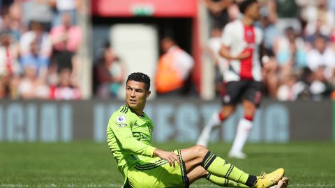 Cristiano Ronaldo luego de ingresar desde el banquillo en el encuentro entre Manchester United y Southampton.