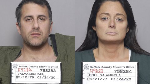 El ex policía Michael Valva y su novia Angela Pollina.