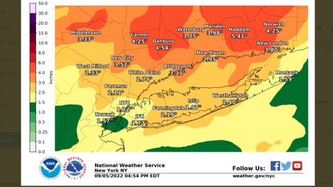 Pronóstico de lluvia hasta mañana.