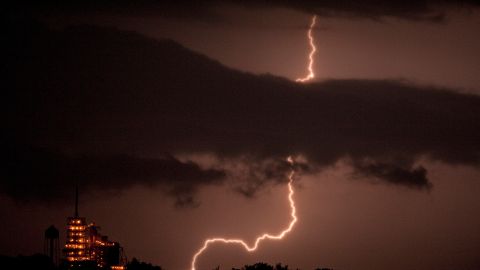 Lightning strikes the near the space shu