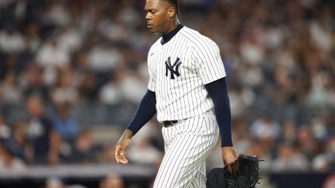 Aroldis Chapman durante su última presentación hasta la fecha con Yankees el pasado jueves 22 de septiembre ante Boston.