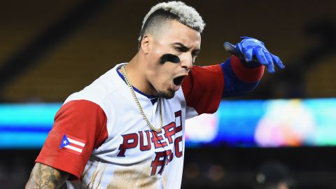 Javier Báez durante el Clásico Mundial de Béisbol con Puerto Rico.