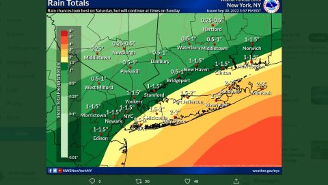 Pronóstico de lluvia hoy en NY.