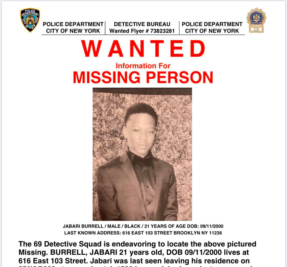 Jabari Burrell estuvo desaparecido en mayo.