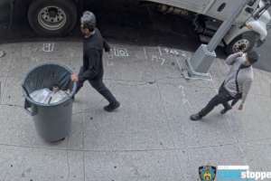 Ladrones descarados robaron joyas usando un pipote de basura para trasladarlas a plena luz en Nueva York