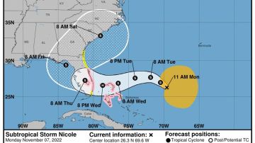 Ruta de tormenta Nicole rumbo a Florida