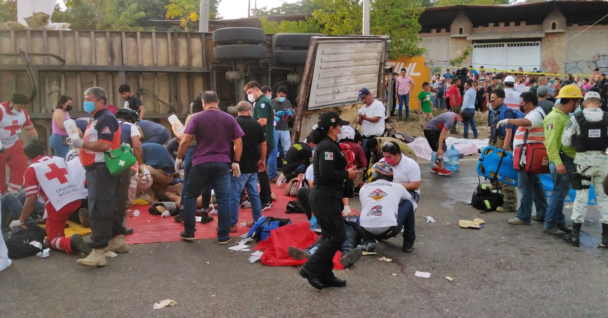 El accidente reportado en diciembre del 2021 en  Chiapas el que fallecieron  56 migrantes que eran transportados ilegalmente. 