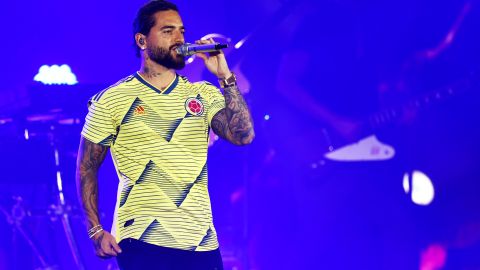 Maluma durante el Fan Festival en Qatar 2022.