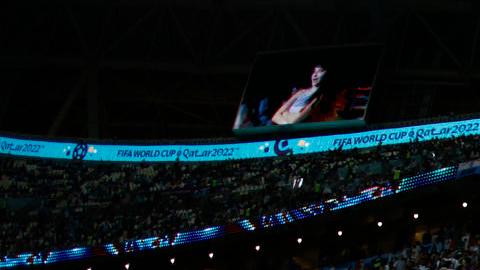 Los aficionados argentinos coparon la tribuna del estadio.
