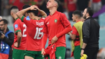 Jugadores de Marruecos criticaron el arbitraje en el partido contra Francia.