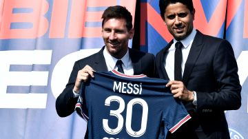 Lionel Messi y Nasser Al-Khelaifi
