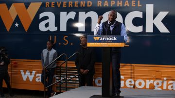 Senator Rafael Warnock Campaigns In Savannah For Re-Election