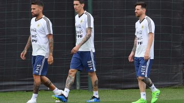 Nicolás Otamendi, Ángel Di María y Lionel Messi
