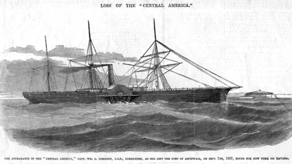 Una ilustración del SS Centroamérica, también conocido como "Barco de Oro".