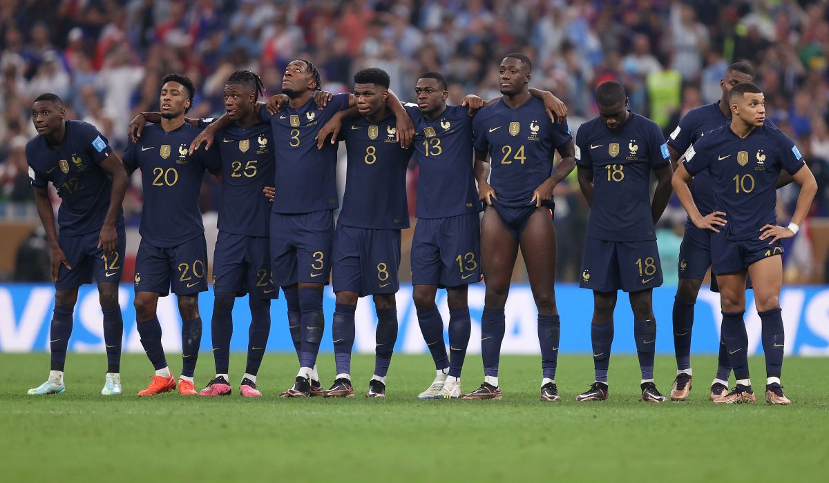 Jugadores de la Francia en la tanda de penales contra Argentina.