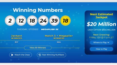 Números ganadores Mega Millions 17 de enero 2023.