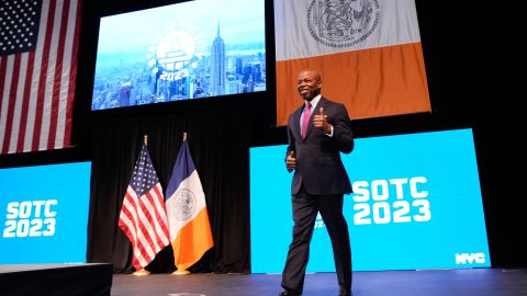 Alcalde Eric Adams en su discurso State of the City, en Queens