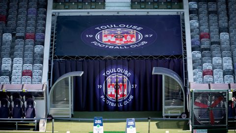 Una fotografía tomada el 22 de julio de 2020 muestra el logotipo del Toulouse Football Club.