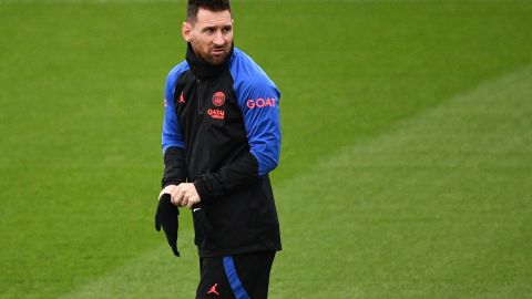 Lionel Messi durante un entrenamiento del PSG.