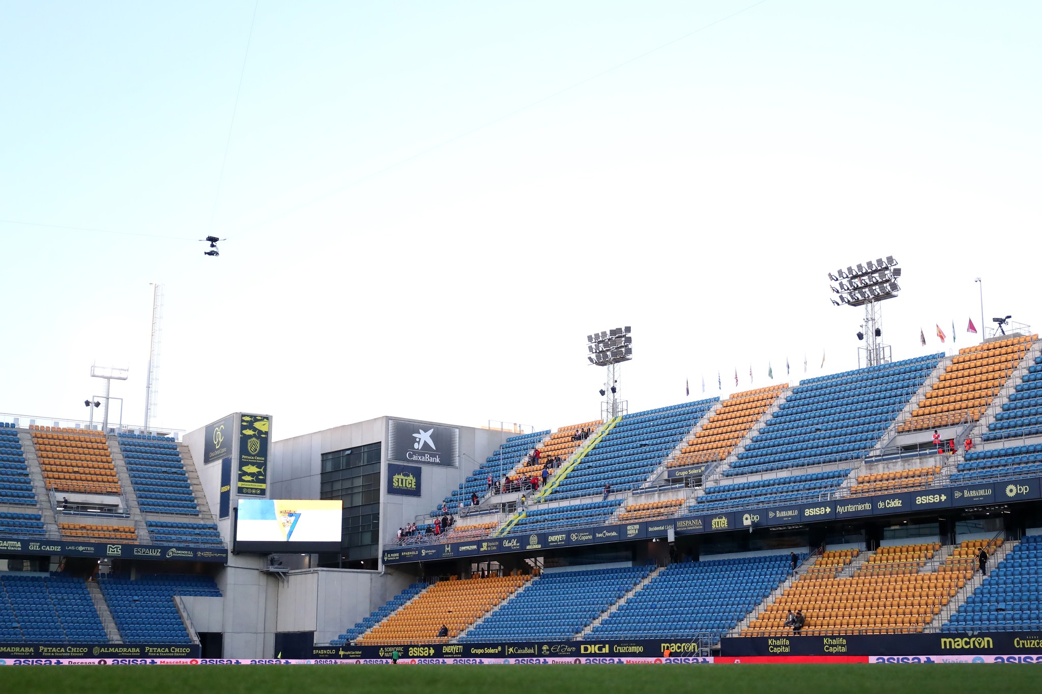 Vista del estadio del Cádiz CF donde se grabó el video.