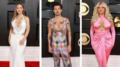 Chiquis Rivera, Harry Styles y Bebe Raxha en los Grammy 2023.