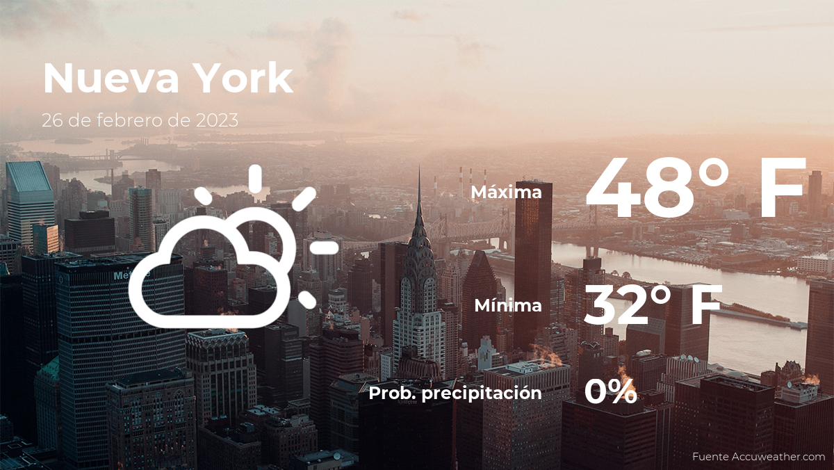 El tiempo para hoy en Nueva York, 26 de febrero de 2023