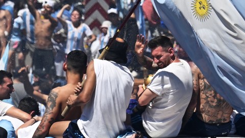 Messi en Buenos Aires durante la celebración de la Copa del Mundo.