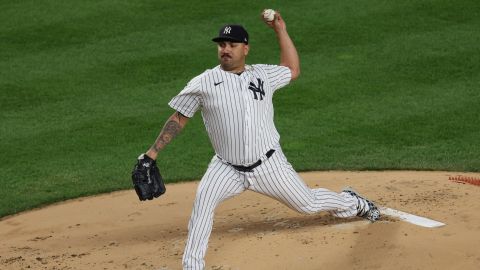 Néstor Cortés durante la Serie de Campeonato de la Liga Americana ante Houston Astros.